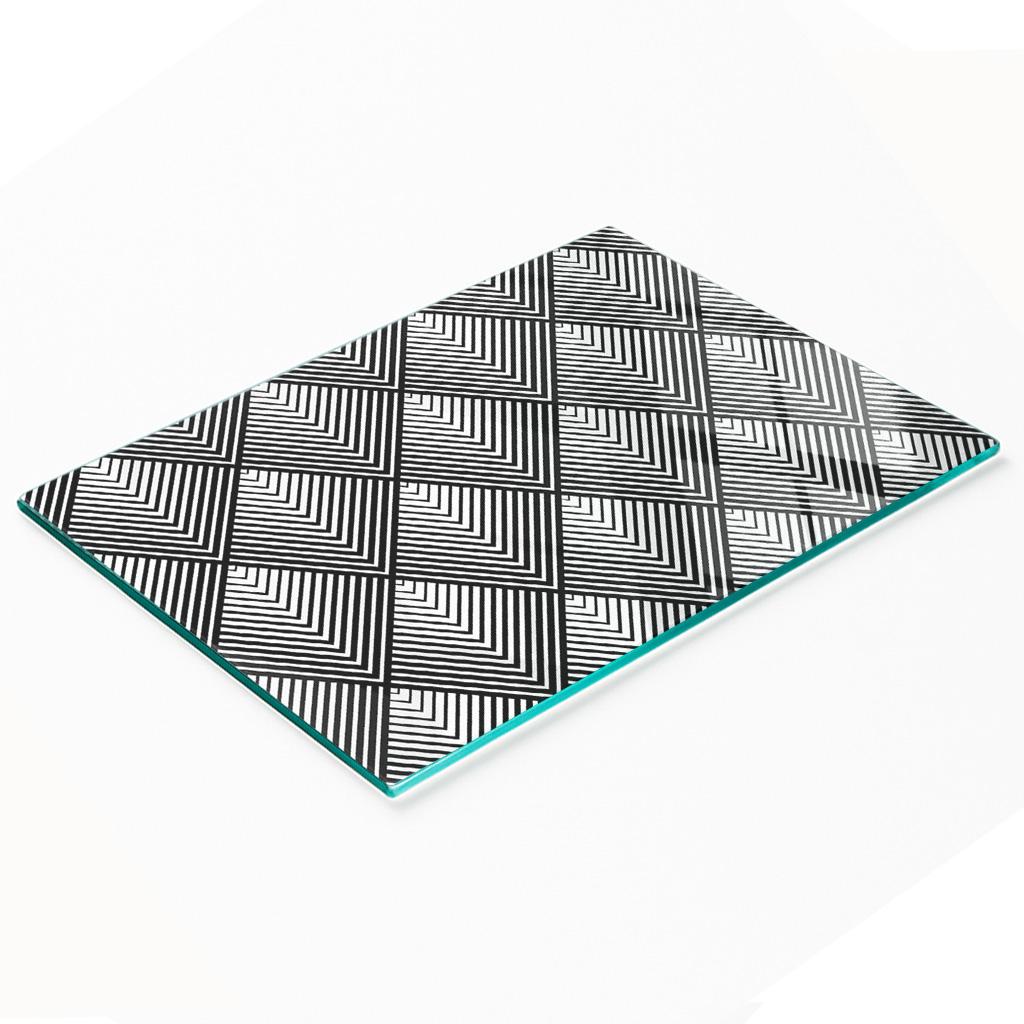 Stylish and Durable Glass Board with Geometric Shapes Print 80x52 cm