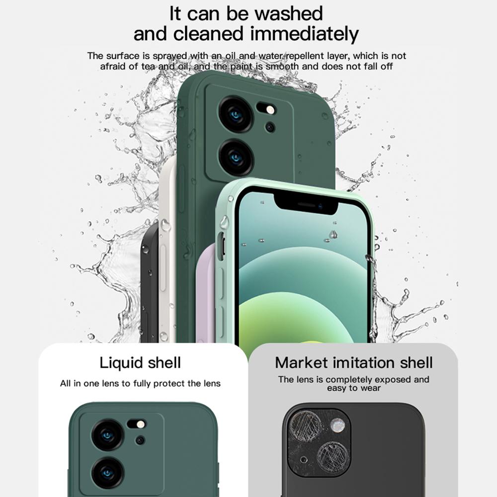 Для Xiaomi 13T Pro Чехол квадратный жидкий силиконовый протектор объектива камеры мягкий чехол для Xiaomi Mi 13t 13 T Mi13T Pro противоударный чехол