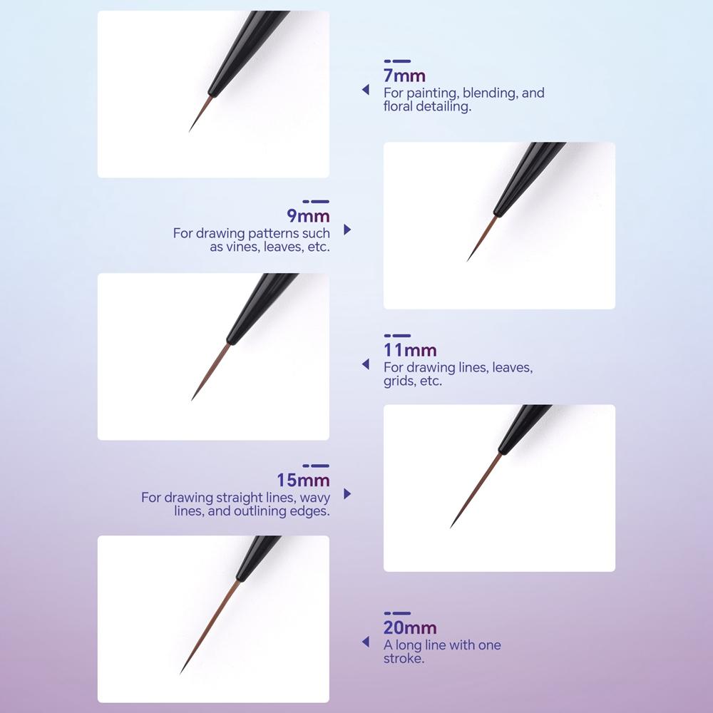 5шт красочная кисть для рисования подводки для ногтей ручка для маникюра полосатая ручка для рисования цветов акриловая тонкая ручка для рисования подводки для ногтей