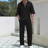 Мужской комплект из однотонных брюк с короткими рукавами в стиле casual and lazy