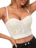 Rose Beauty A Faux Pearl Beaded Bustier Corset Cami Top