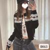 Женский кардиган в американском ретро стиле, вязаный, с узором Fair Isle, осенний, контрастного цвета, жаккардовая куртка-свитер