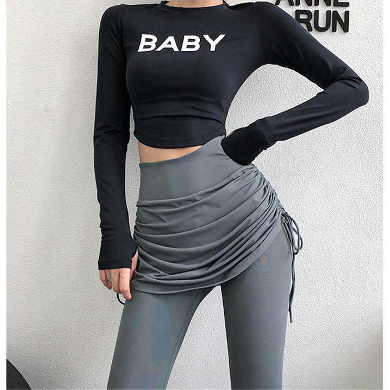 Леггинсы-юбка для йоги с высокой талией и влагоотводящим эффектом - Быстросохнущие, дышащие, больших размеров, спортивные штаны 2-в-1 для танцев и фитнеса для женщин