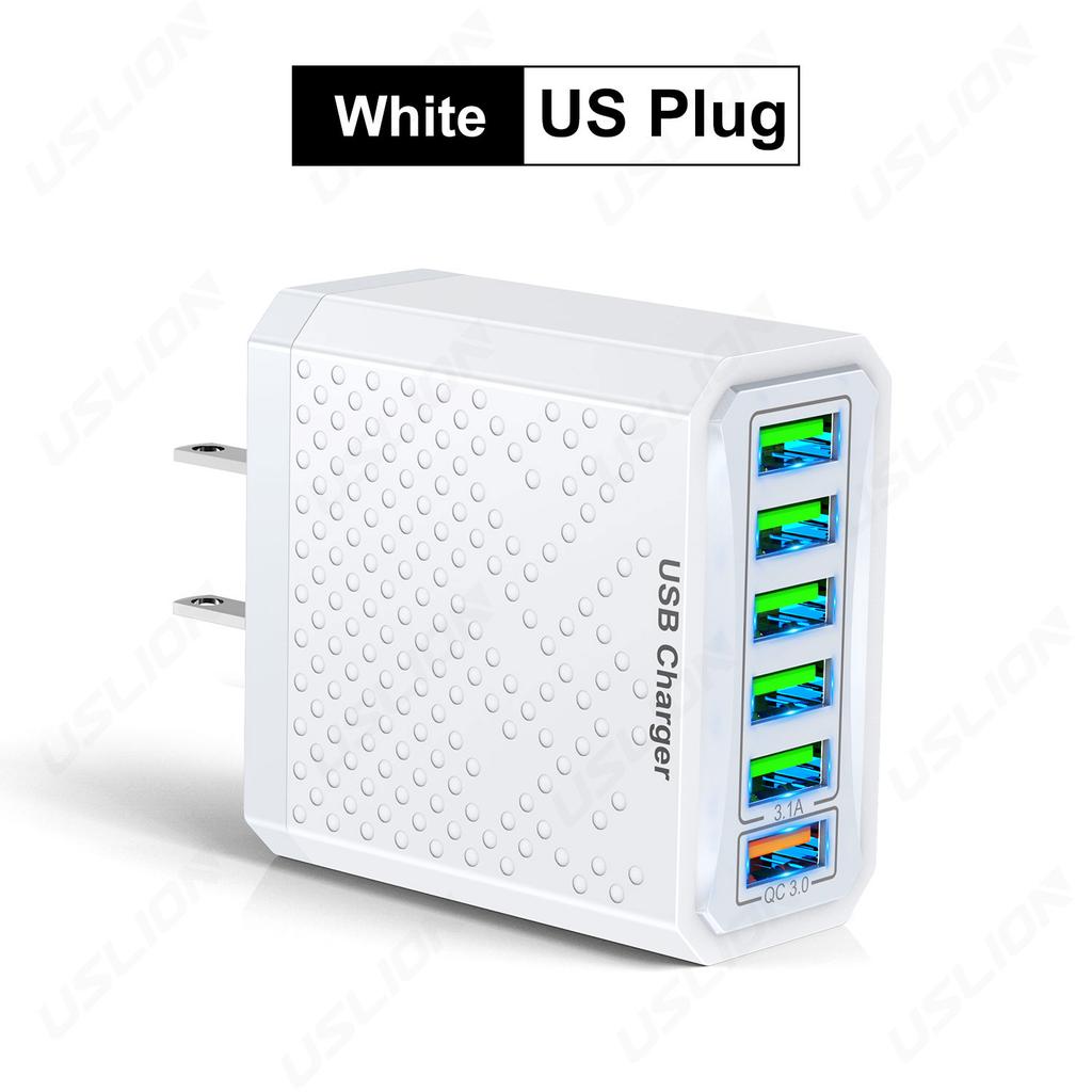 6 портов USB зарядное устройство QC3.0 быстрая зарядка мобильного телефона EU US AU вилка адаптер для iPhone 14 Pro Max Samsung Xiaomi 13 Oneplus POCO