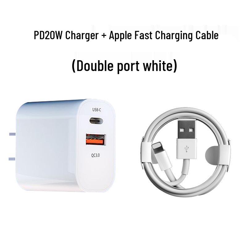 PD20W Зарядное устройство с двумя портами A+C для iPhone 16/15/14 - Сверхбыстрая зарядка, Сертифицировано 3C