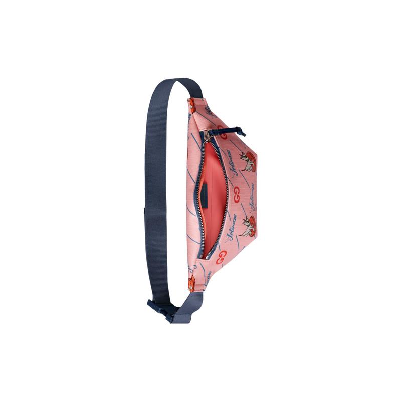 Gucci Letter Logo puppy print zipper closure canvas and leather waist bag regular children's pink
