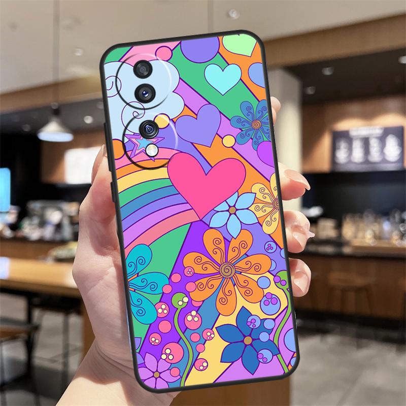retro Groovy hippie boho rainbow Case For Honor Magic 8 6 7 Pro Honor 400 200 70 90 Lite X8b X8c X9a X9b X9c X9d Win RT Cover