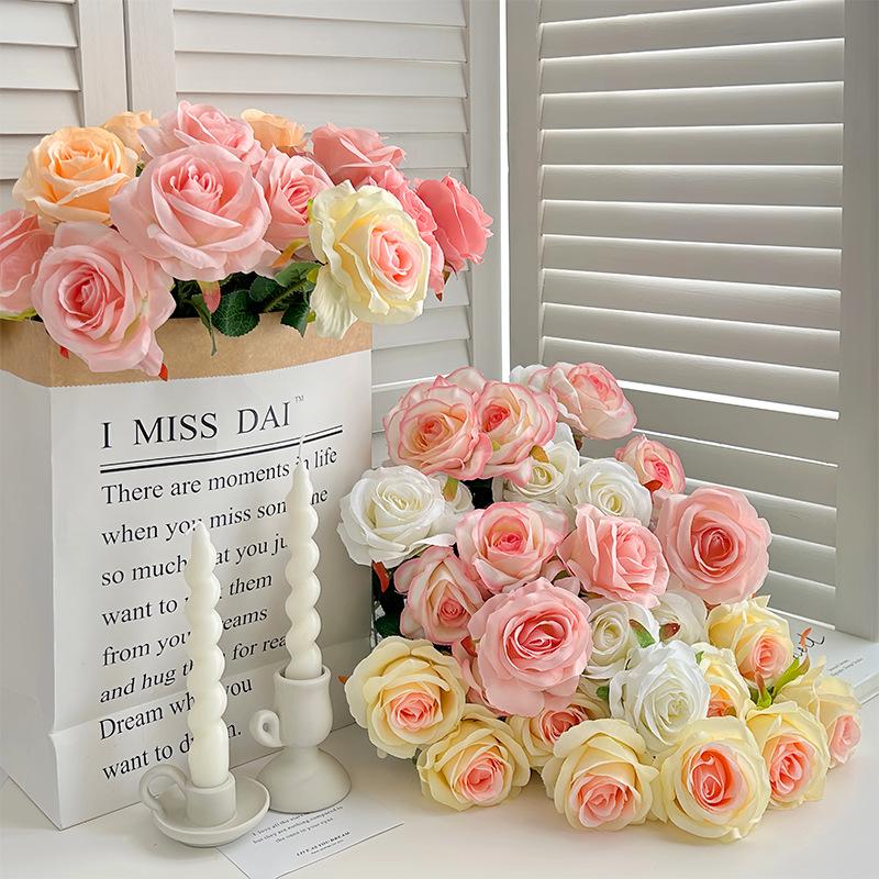 Rose simulation flower crushed ice blue rose home living room decoration Valentine's Day fake flower wedding hall decoration manufacturer wholesale