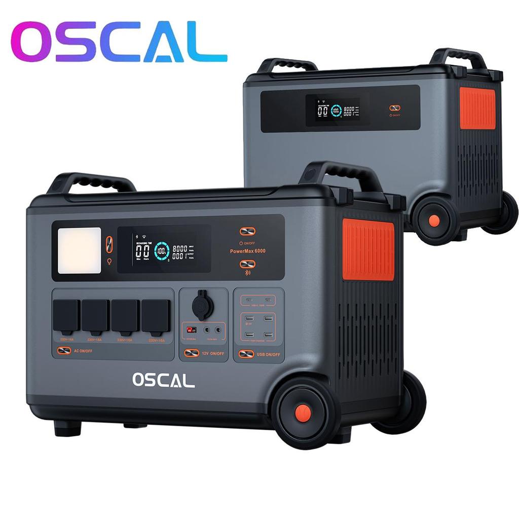 Oscal PowerMax 6000 Портативная электростанция 6000 Вт 3600 Втч LiFePO4 Расширяемый солнечный генератор с 4 розетками переменного тока