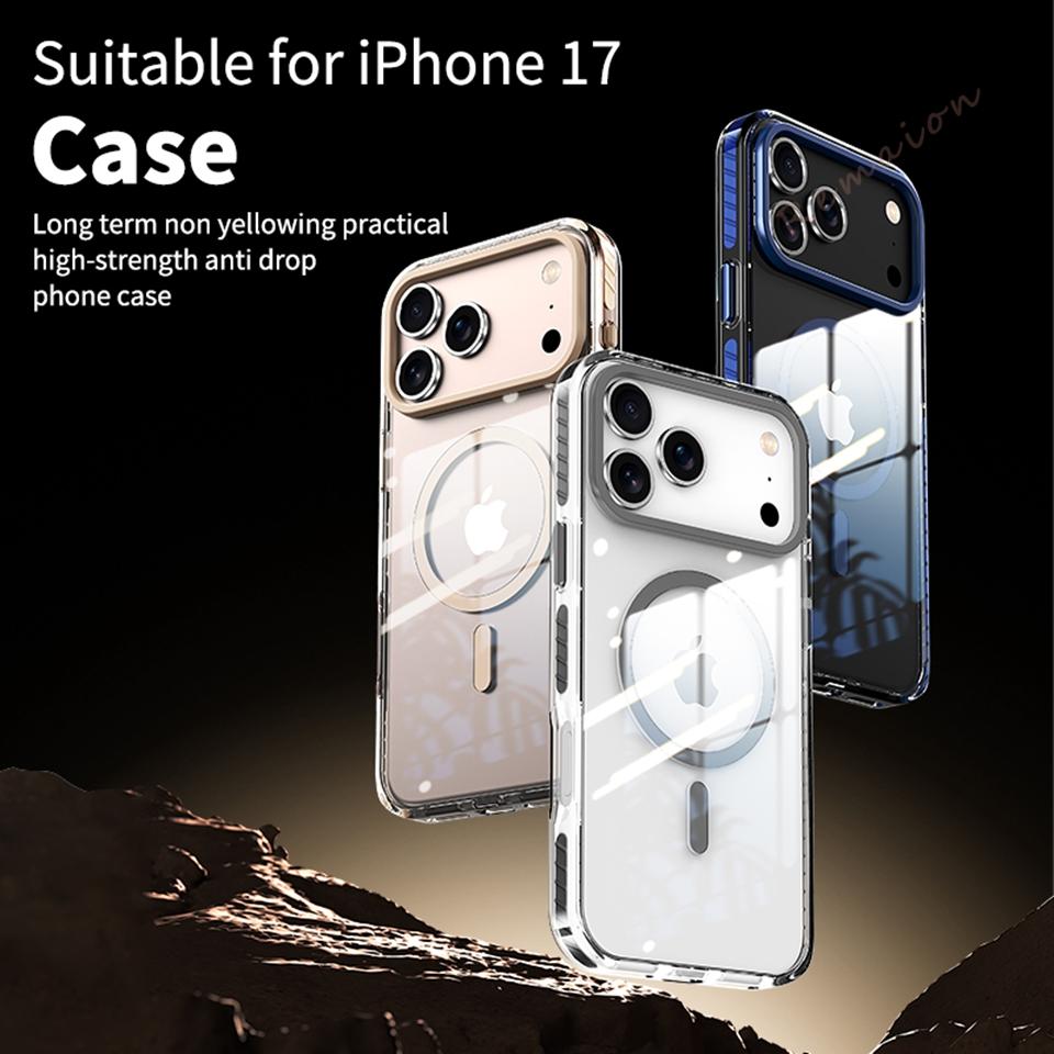 Прозрачный магнитный чехол для телефона для iPhone 17 16 1 14 13 12 11 Pro Max 14 1 Plus 17 Air Официальный прозрачный защитный чехол