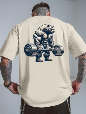 Дизайн футболки 'Bear Fitness' Мужская хлопковая футболка Женская Оверсайз Новинка Уличная одежда Уличная одежда Повседневная