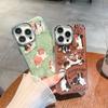 Мягкие чехлы с милой собакой в ​​стиле аниме для iPhone 15, 14, 13, 12, 11 Pro Max Plus, металлические кнопки, блестящие, украшенные драгоценными камнями, защитные пленки для линз, чехлы для телефонов
