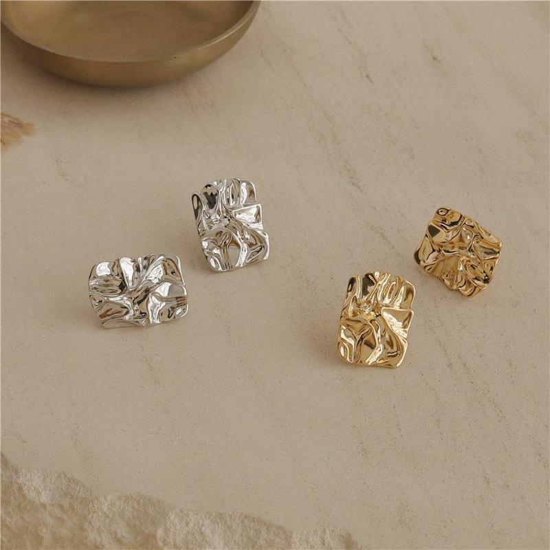 Серьги-пусеты квадратной неправильной формы "Серебряная игла" модные серьги с высоким чувством стиля простые серьги с универсальным темпераментом