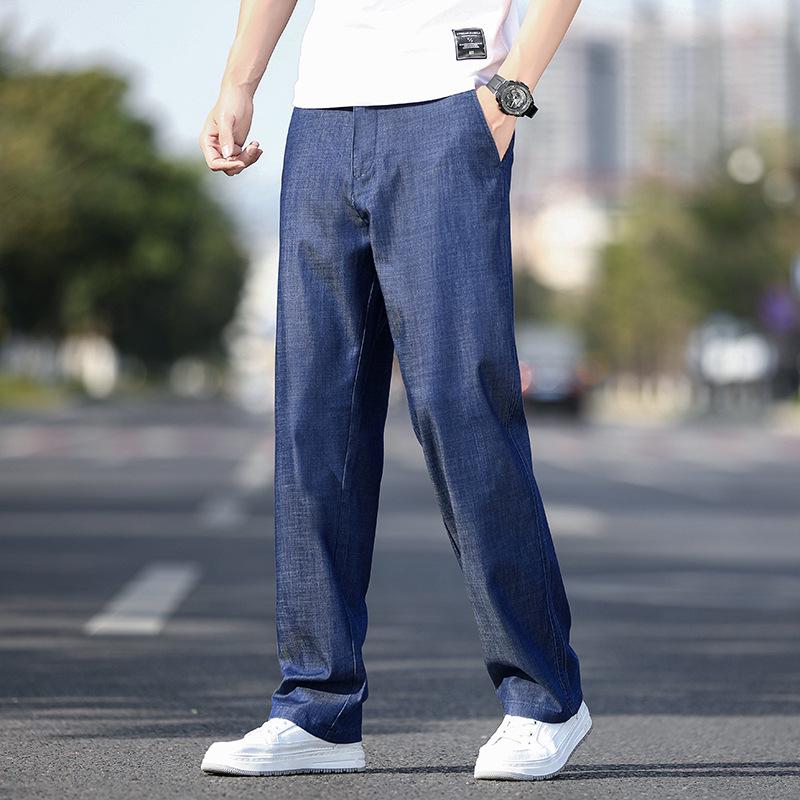 Мужские весенние джинсы свободного кроя из мягкого денима - дышащие и удобные повседневные брюки