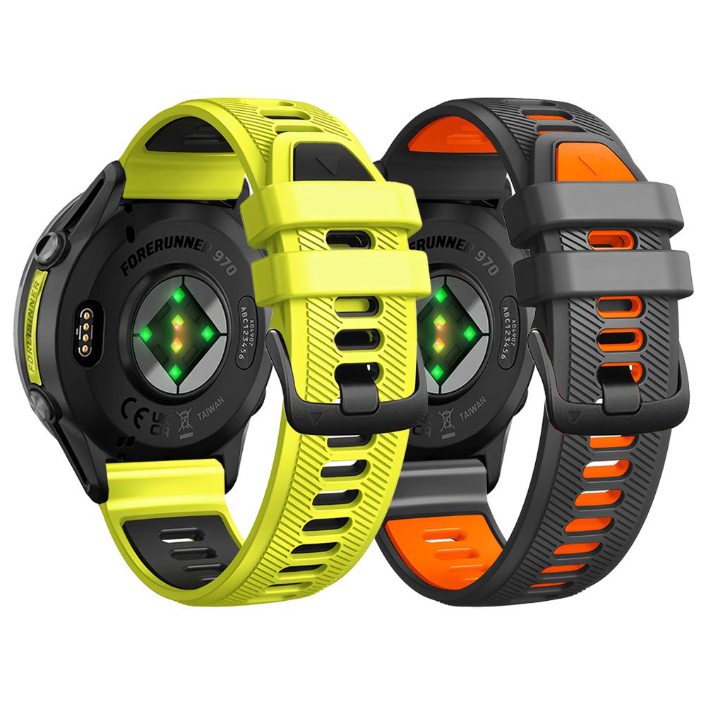 Силиконовый ремешок 22 мм для Garmin Forerunner 970 965 955 Solar 945 935 745 Двухцветный спортивный ремешок Браслет Аксессуары