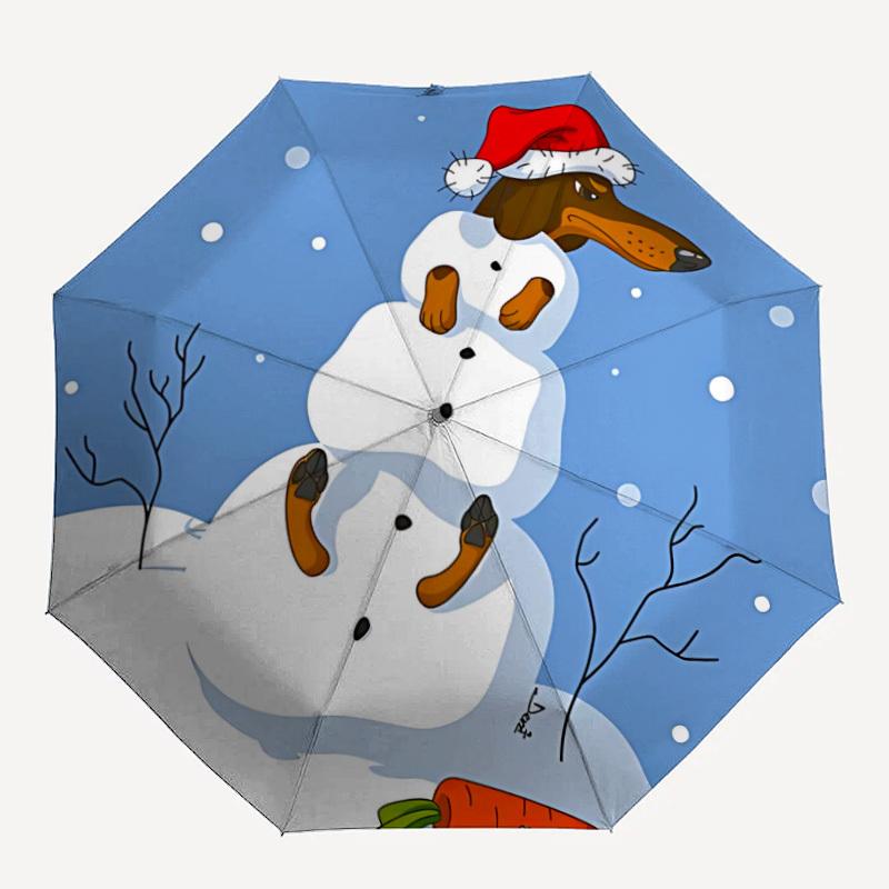 1pc Snowman, DogAutomatic Open/close Folding Umbrella, Compact Portable Travel Umbrella, Perfect Birthday/Holiday, Cute Umbrella y026
