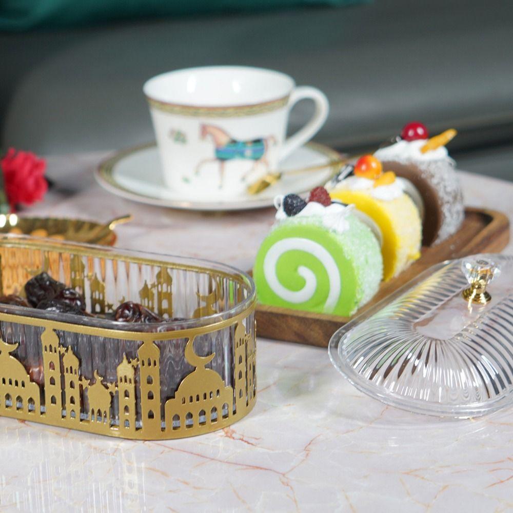 Декоративный поднос для обеденного стола Ид Мубарак Контейнер для сухофруктов Рамадан Десерт Коробка для хранения Настольный