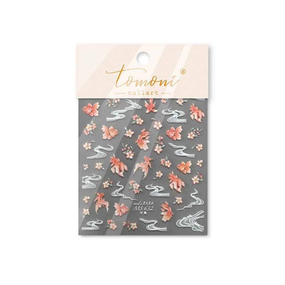 Золотая рыбка Океан Наклейки для ногтей Блестящие стеклянные дельфины Цветы Наклейки для ногтей Леди/Девочки