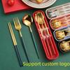 Набор переносной столовой посуды из нержавеющей стали: Палочки для еды, ложка, вилка — персонализированный подарок для студентов/путешественников с логотипом.