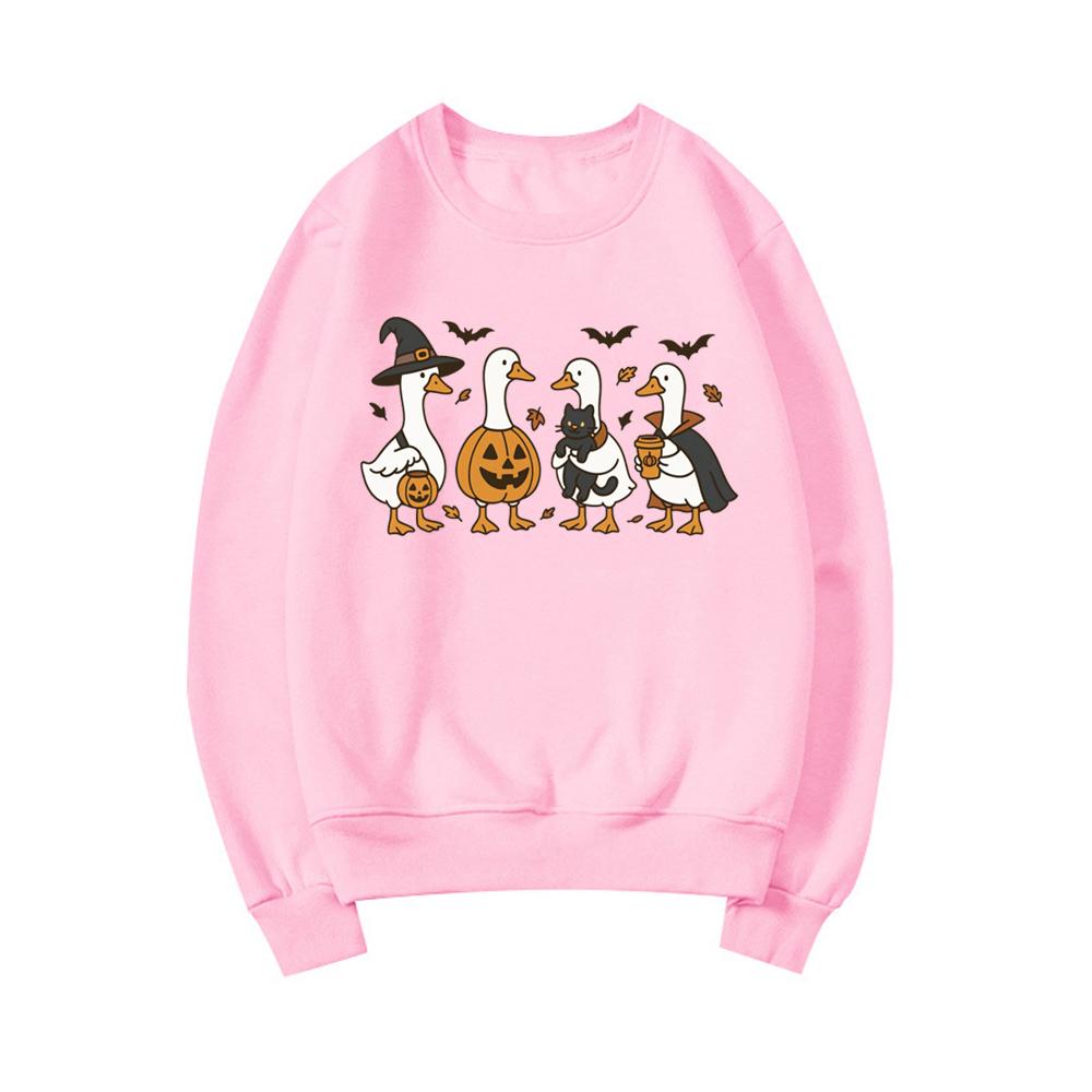 Хэллоуинский свитшот с гусем, забавная футболка на Хэллоуин, женский свитшот с длинным рукавом и круглым вырезом, жуткие толстовки с гусем, осенние топы в стиле стритвир