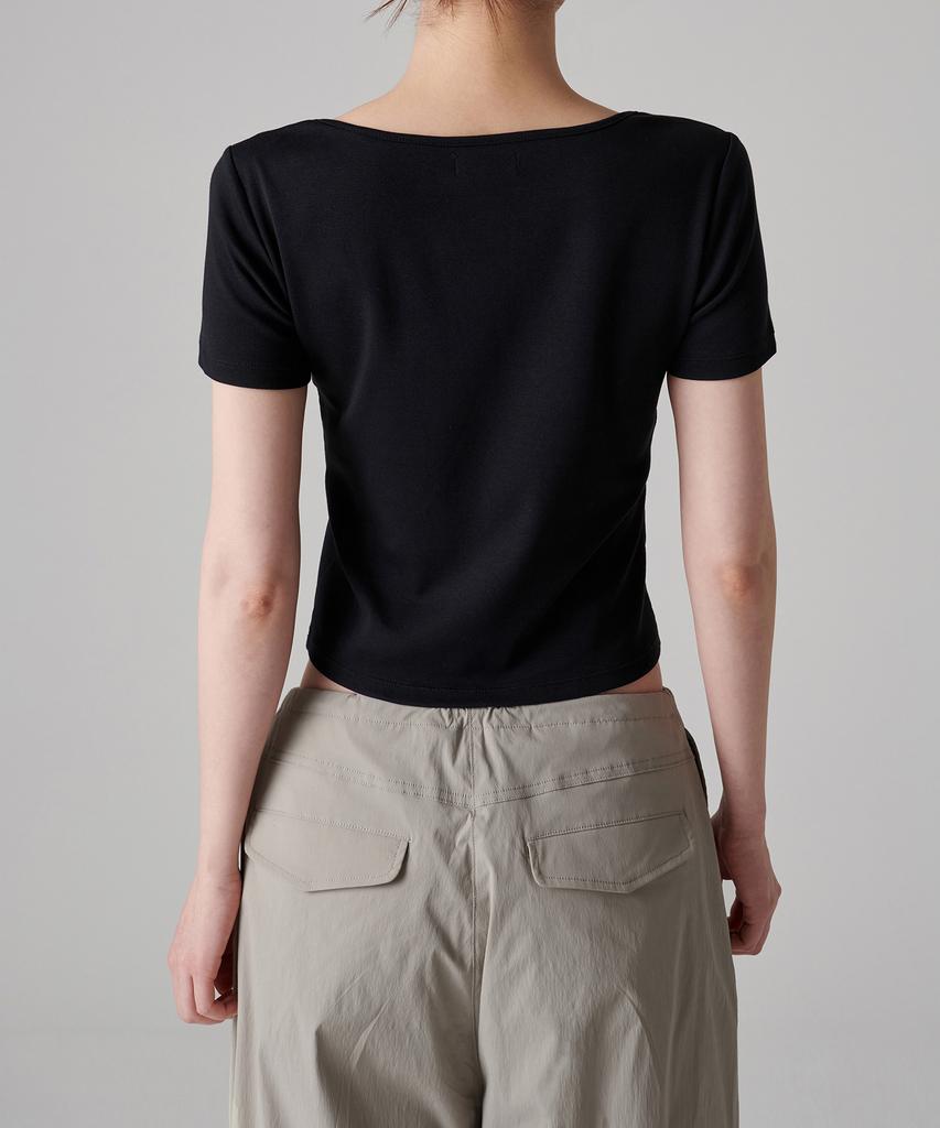 MUSINSA STANDARD WOMAN Women'S Slim Square Neck T-Shirt [Black]