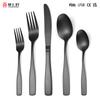 Матовая нержавеющая сталь столовая посуда квадратная ручка нож вилка ложка черный западная еда набор из 5 предметов