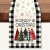 Christmas Print Table Runner Dining Decor Holiday Party Home Tablecloth With Tree Snowman