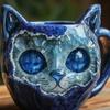 Блестящие Хрустальные Кружки с Лицом Кошки Ручная Работа из Смолы Предмет Коллекционирования Для Любителей Кофе Кухонный Декор