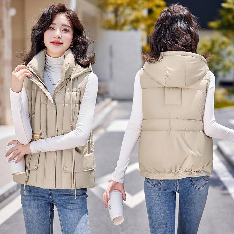 New Autumn and Winter Women's Fashionable Down Cotton Vest Vest Vest Loose and Versatile Outer Wear Cotton Vest