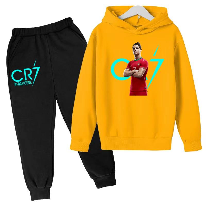 Детская одежда Пальто Бренд CR7 Повседневная Спортивная одежда для соревнований Мальчики Девочки Худи/штаны с принтом букв 2П Спортивный костюм для бега
