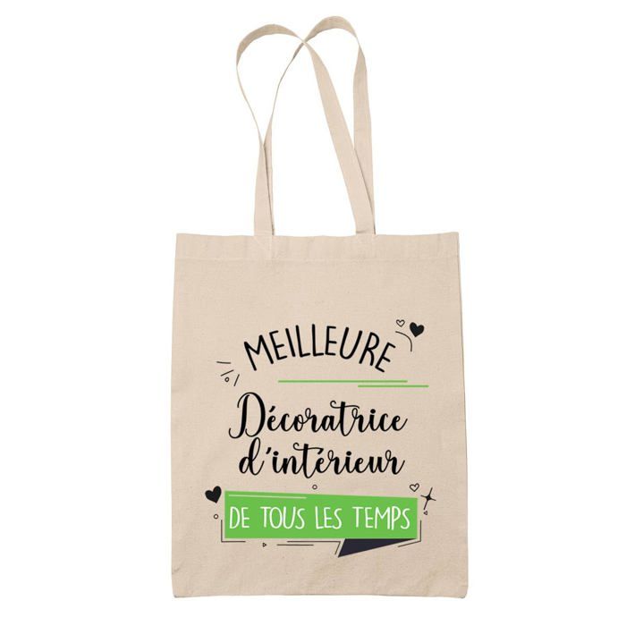 Tote bag - PLANETEE - Décoratrice d'intérieur meilleure femme de tous les temps - Coton - Beige - Grande contenance