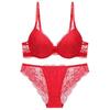Красный кружевной комплект бюстгальтера с глубоким V-образным вырезом - на тему знаков зодиака, предотвращающий провисание, сексуальный дизайн