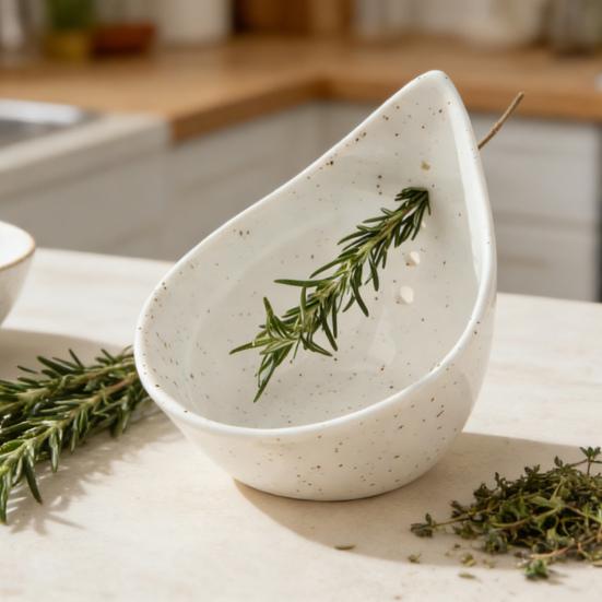 Керамическая миска-очиститель для кинзы с 5 отверстиями для очистки, гладкая, глазурованная, безопасная для посудомоечной машины, инструмент для очистки листьев, кухонный инструмент