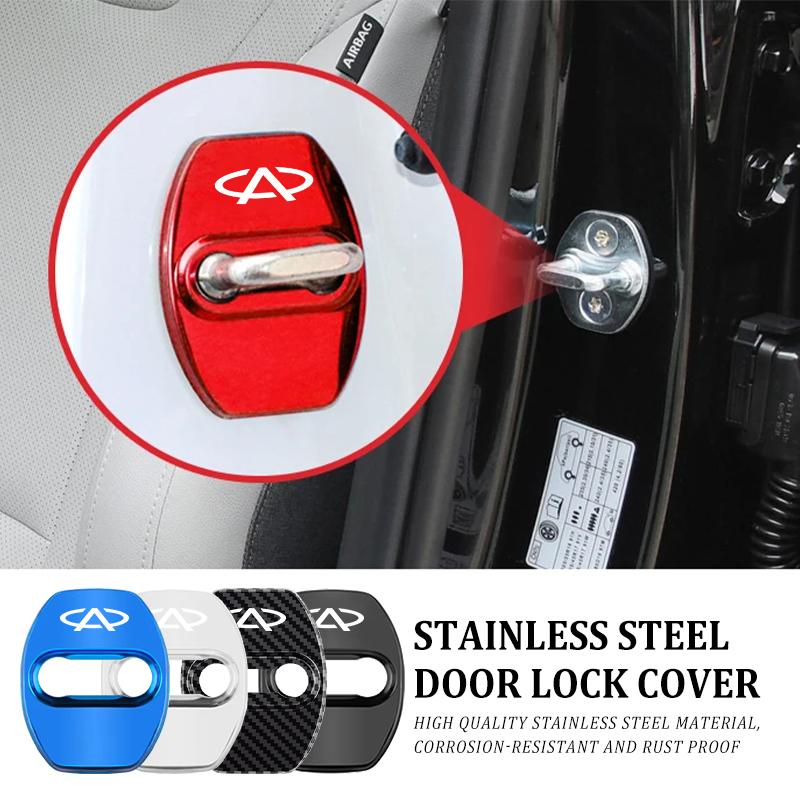 4pcs Stainless Steel Car Door Lock Cover Protective Covers Accessories For Chery Fulwin QQ TIGGO 2 3 4 5 7 Pro 8 3X A1 QQ Easta z1
