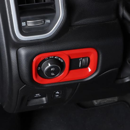 For -2025 Dodge Ram 1500/2500/3500 Red Interior Headlight Switch Cover Trim