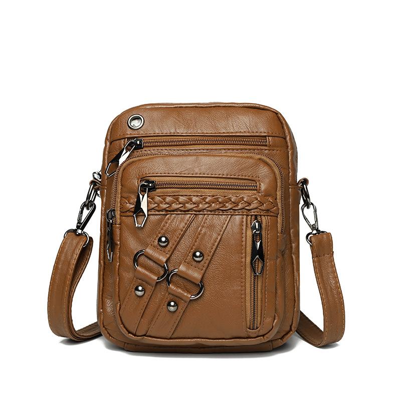 Женская мягкая кожаная сумка через плечо, сумка для мамы, большая вместимость, ретро-сумка для мобильного телефона