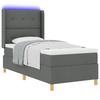 Box Spring Bed with LED Light Strips Gray 100 X 200 Cm Fabric