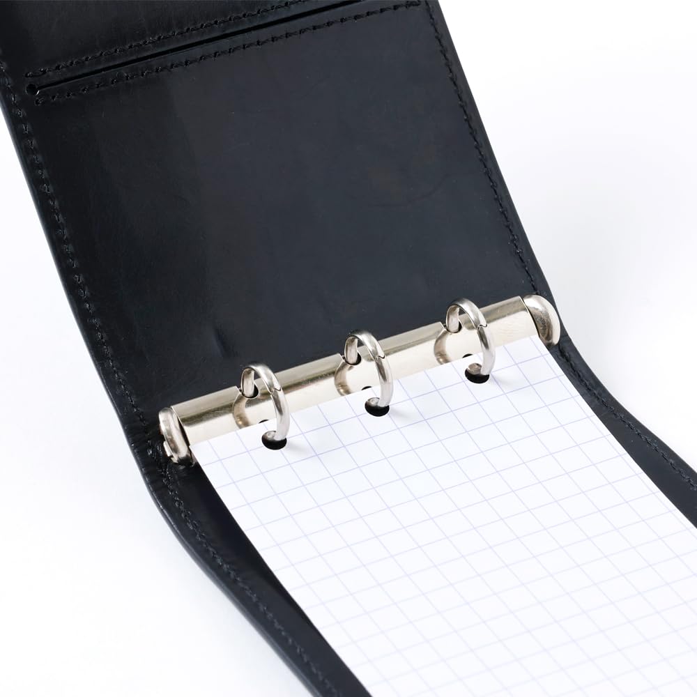RHODIA Mini 3-Ring System Organizer (11x8cm, 11mm Ring Diameter, Cowhide Leather) Verli Black Cf11ogz04bk