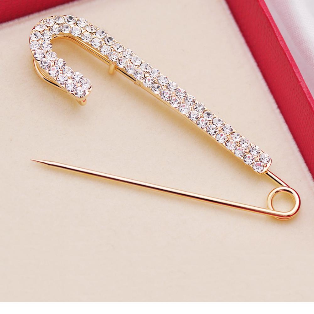 Gold Color Rhinestones Brooches Large Crytal Clips Elegant Jeans Buckle  for Women