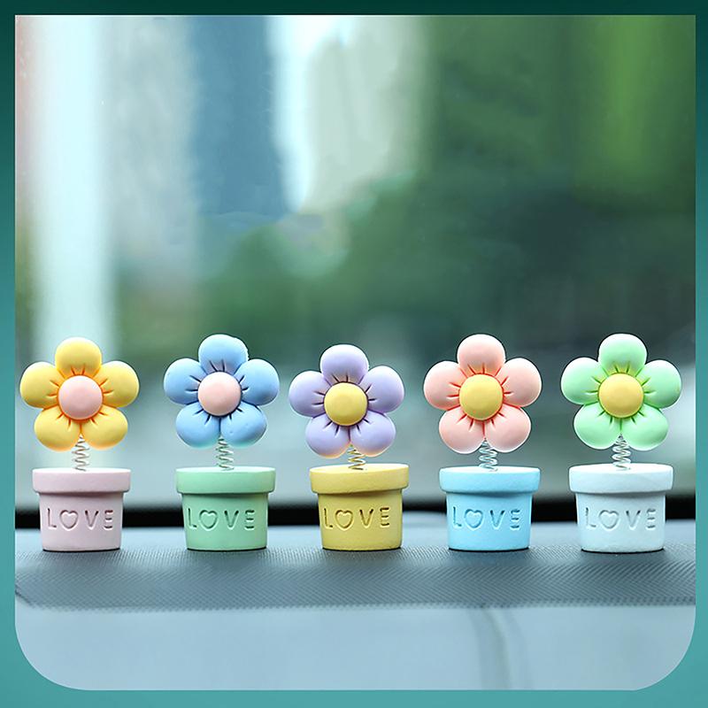 Украшение в виде цветка для автомобиля с качающейся головой, милый цветок подсолнуха, украшение в виде цветка для автомобиля с качающейся головой, аксессуары для украшения салона автомобиля