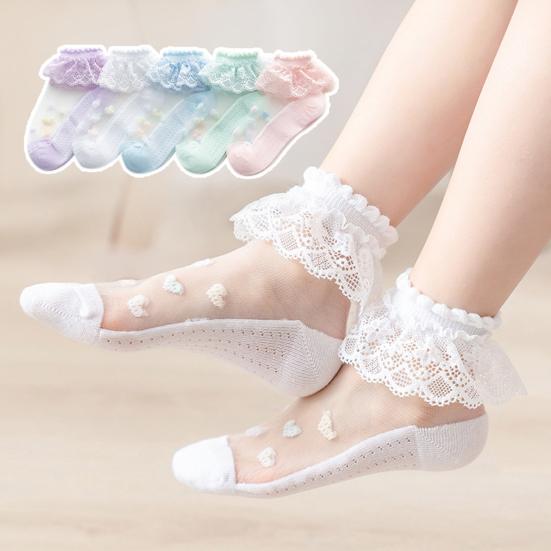 5 Pairs Baby Socks Super Soft Wear Resistant Cotton Infant Lace Socks Turn Cuff Ruffle Princess Socks