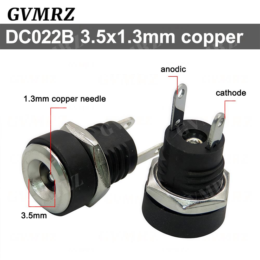 10PCS/lot DC022 DC-022 5.5x2.1mm DC Power Socket 5.5*2.5mm DC Connector 5.5*2.1 Round Hole Interface Panel Socket 3.5x1.3mm
