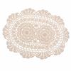 Harilla 1 Piece Crochet Cotton Lace Placemat Doily, Oval, Beige