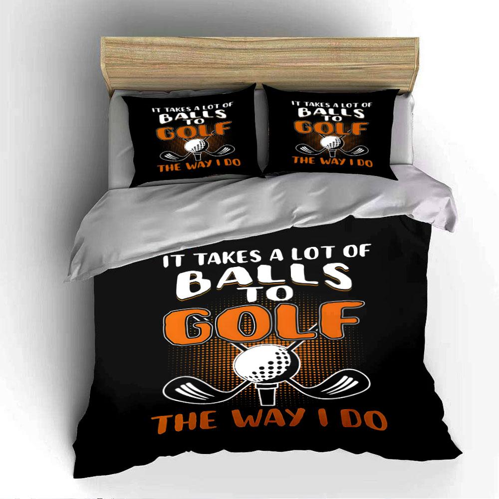 Funny Golf Ball Design Print Bedding Duvet Cover Set  (1*Duvet Cover 2*Pillowcases, without duvet insert)