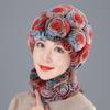 Women's Autumn and Winter Warm Hat Mother Fashion Ear Hat Fur Rex Rabbit Hair Scarf Set Thickened
