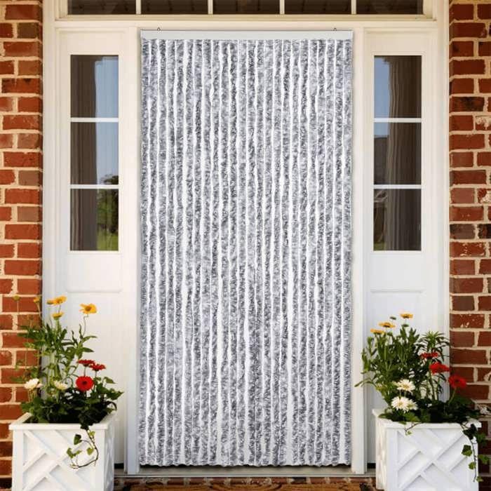 VidaXL Fly Curtain, Insect Screen with Hook, Adjustable Length and Width Door Curtain, White and Grey 377376