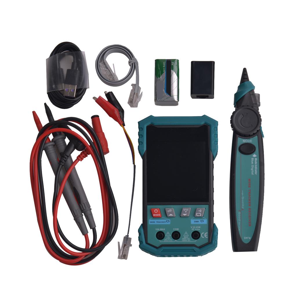 Тестер сетевого кабеля с тестированием PoE, цифровой трассировщик кабеля и сетевой тестер и мультиметр, портативный провод