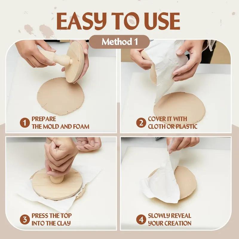 9.5/10.5 Inch Pottery Molds Ceramic Molds for Clay Wood with Handle Plaster Molds for Ceramics Plate Press Mold for Bowls Dish