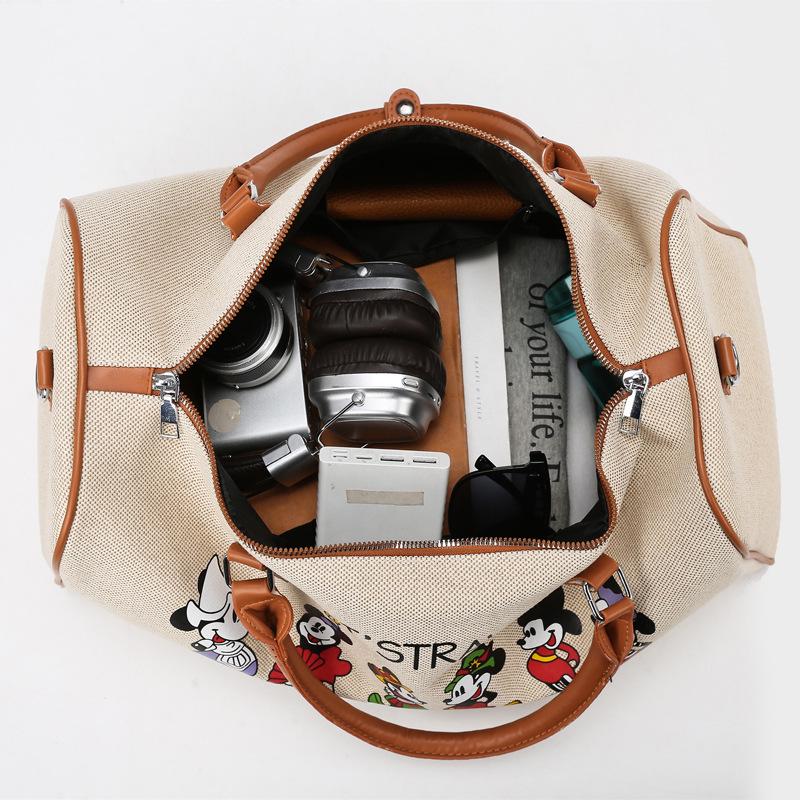 Корейская мультяшная женская парусиновая сумка большой вместимости для спорта и путешествий