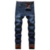 2024 European And American Style Autumn And Winter Fleece Jeans With Stretch, Slim Fit, Versatile And Fashionable Men'S Pants